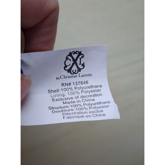 PURSE-CHRISTIAN LACROIX-Cream/Beige-Handles-Large-Faux Leather-Tote-Zippers - Picture 12 of 16